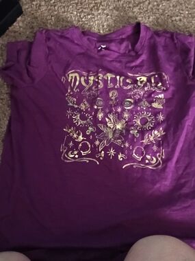 Michaels Purple Short Sleeve Tee with Gold Mystical Print